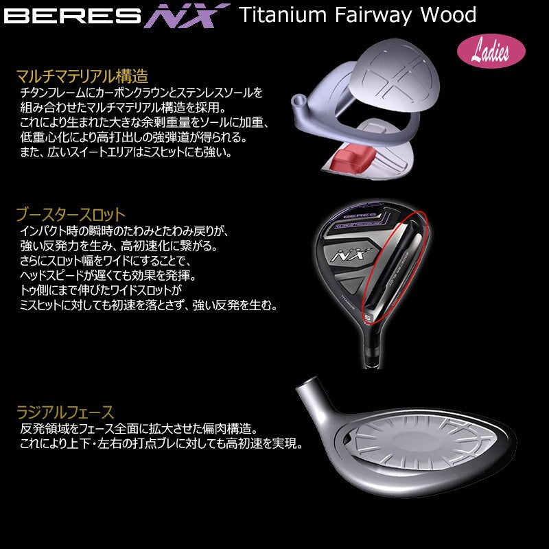 HONMA BERES NX Ladies Womens Fairway Wood 3W L Flex VIZARD NX 37 Graphite Shaft