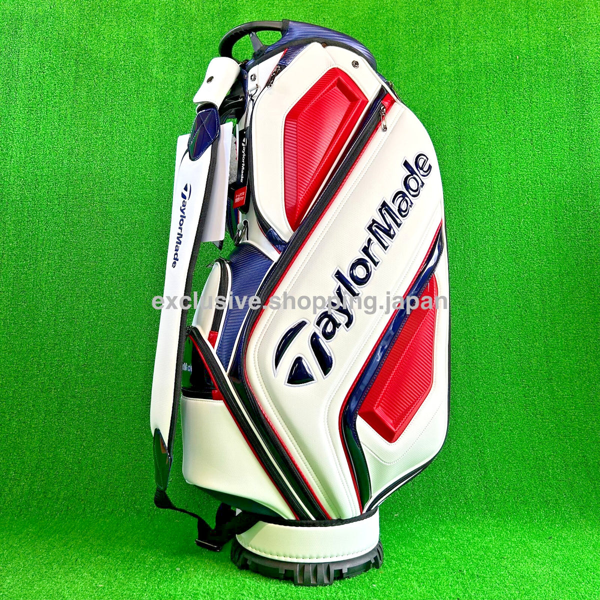 TaylorMade Golf Auth-tech Cart Bag 9 x 47in 4-way 2025 Model White / Navy / Red