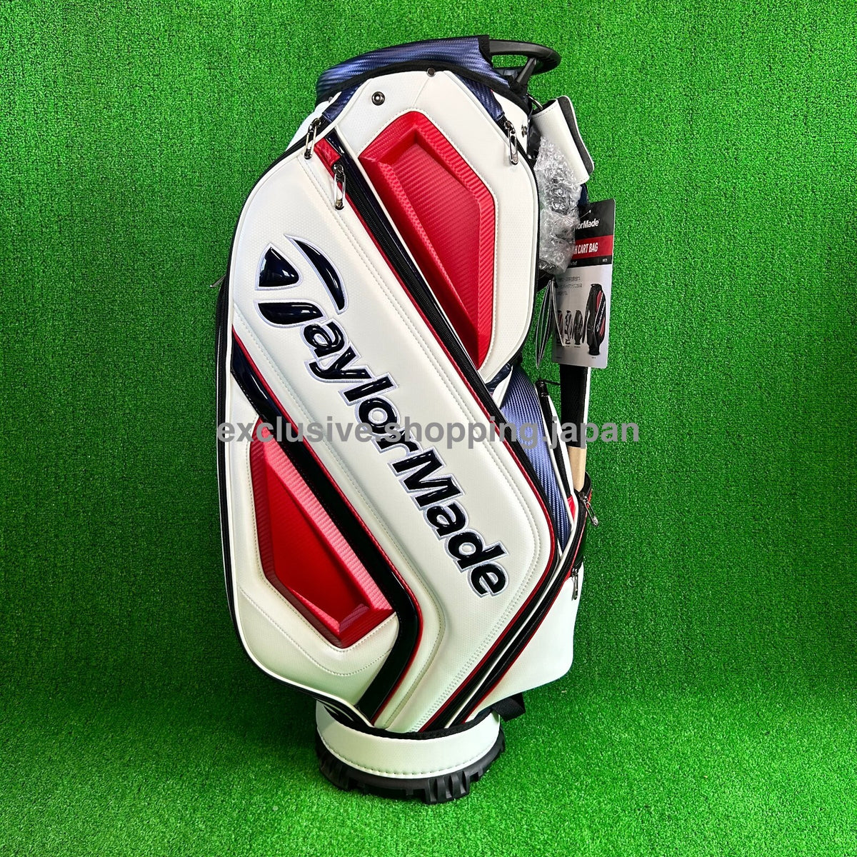 TaylorMade Golf Auth-tech Cart Bag 9 x 47in 4-way 2025 Model White / Navy / Red