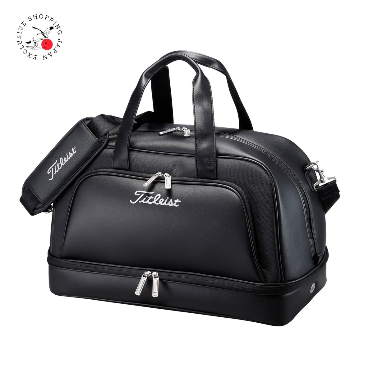 Titleist Golf Authentic Duffel Boston Bag Separate Shoe Compartment Black/Black