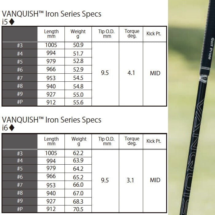Mitsubishi Chemical Golf Vanquish Iron Club Shafts 5-PW 6pcs Set Flex 5/? New JP