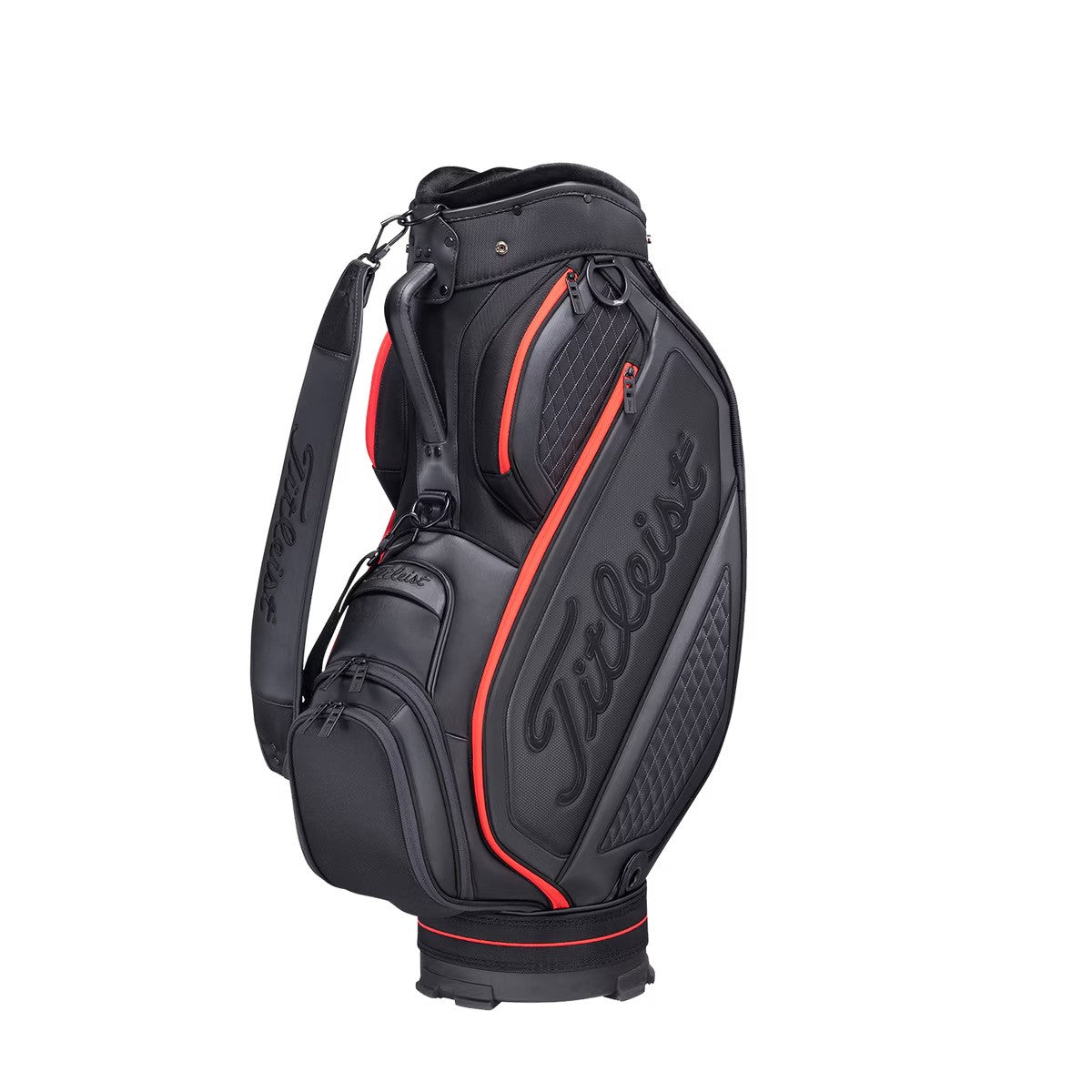 Titleist Golf Tour Staff Bag 6-Way Divider Black Red 9.5" 11Pockets Single Strap