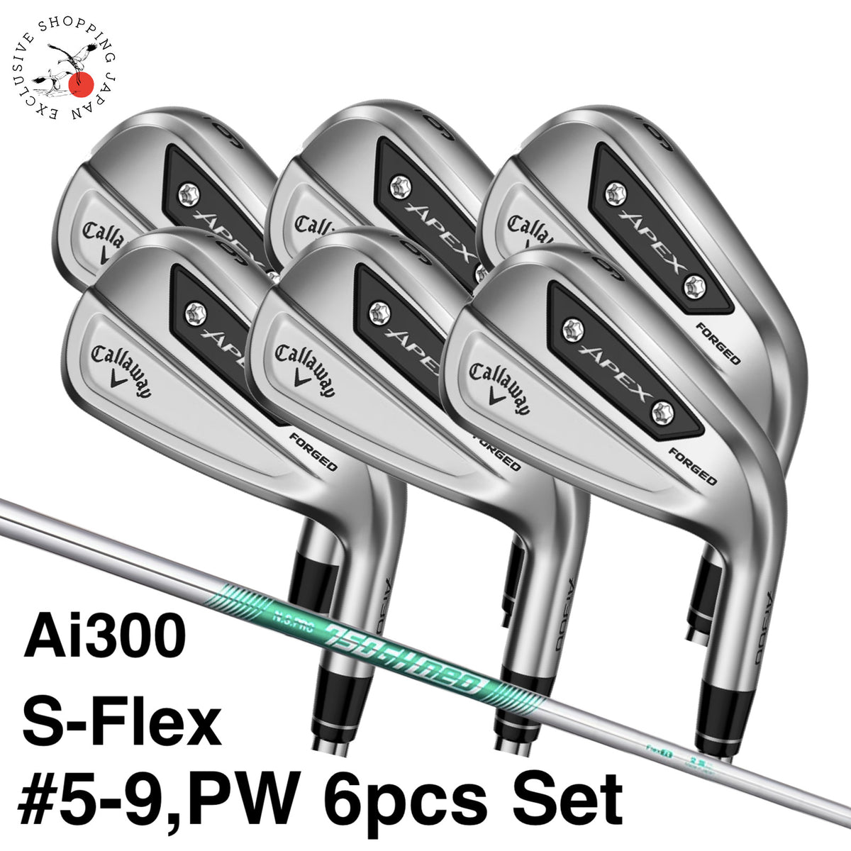 Callaway APEX Ai300 Iron Set #5-9, PW 6pcs N.S.PRO 750GH neo Steel Shaft S-flex
