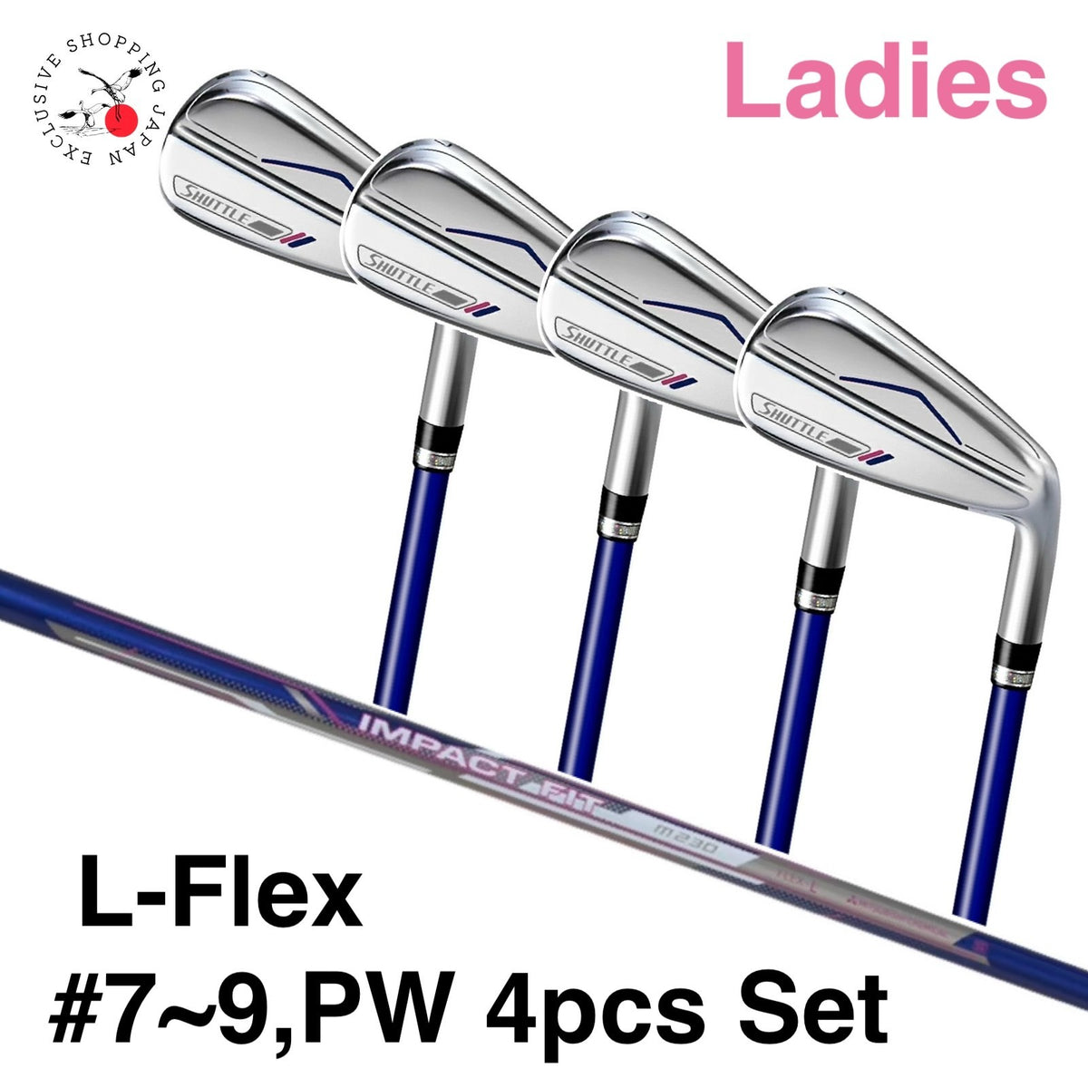 Maruman Shuttle Ladies 4p Iron Set #7~9,PW L-Flex IMPACT FIT m230 Graphite Shaft