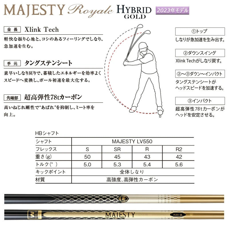 MAJESTY Golf Royale Gold Utility Hybrid 4H SR-Flex MAJESTY LV550 Graphite Shaft