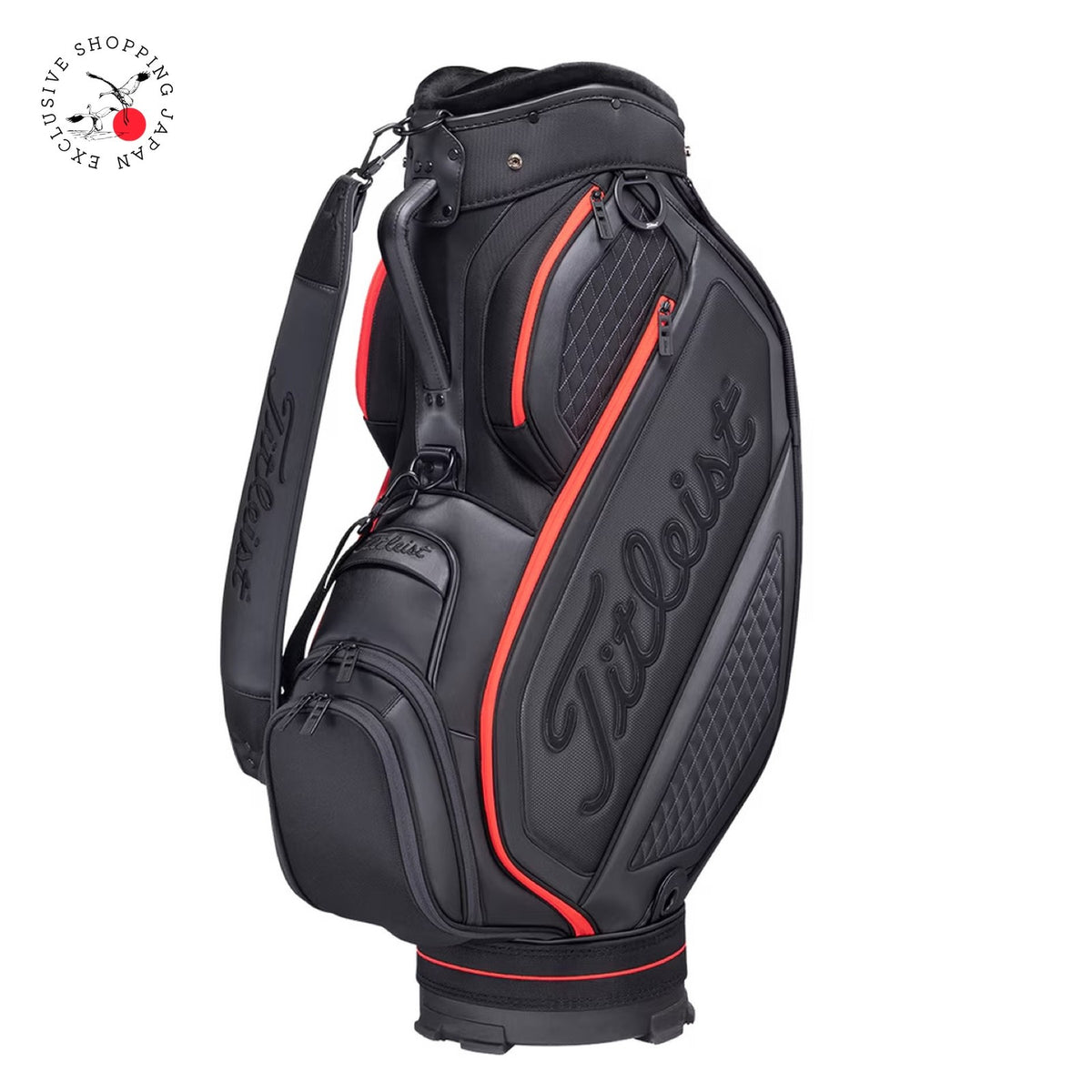 Titleist Golf Tour Staff Bag 6-Way Divider Black Red 9.5" 11Pockets Single Strap