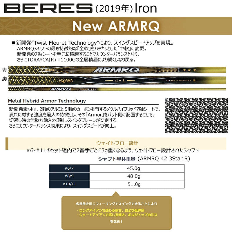 HONMA BERES 07 Iron #6 24° ARMRQ 42 3Star Graphite Shaft R-Flex Japan New Forged