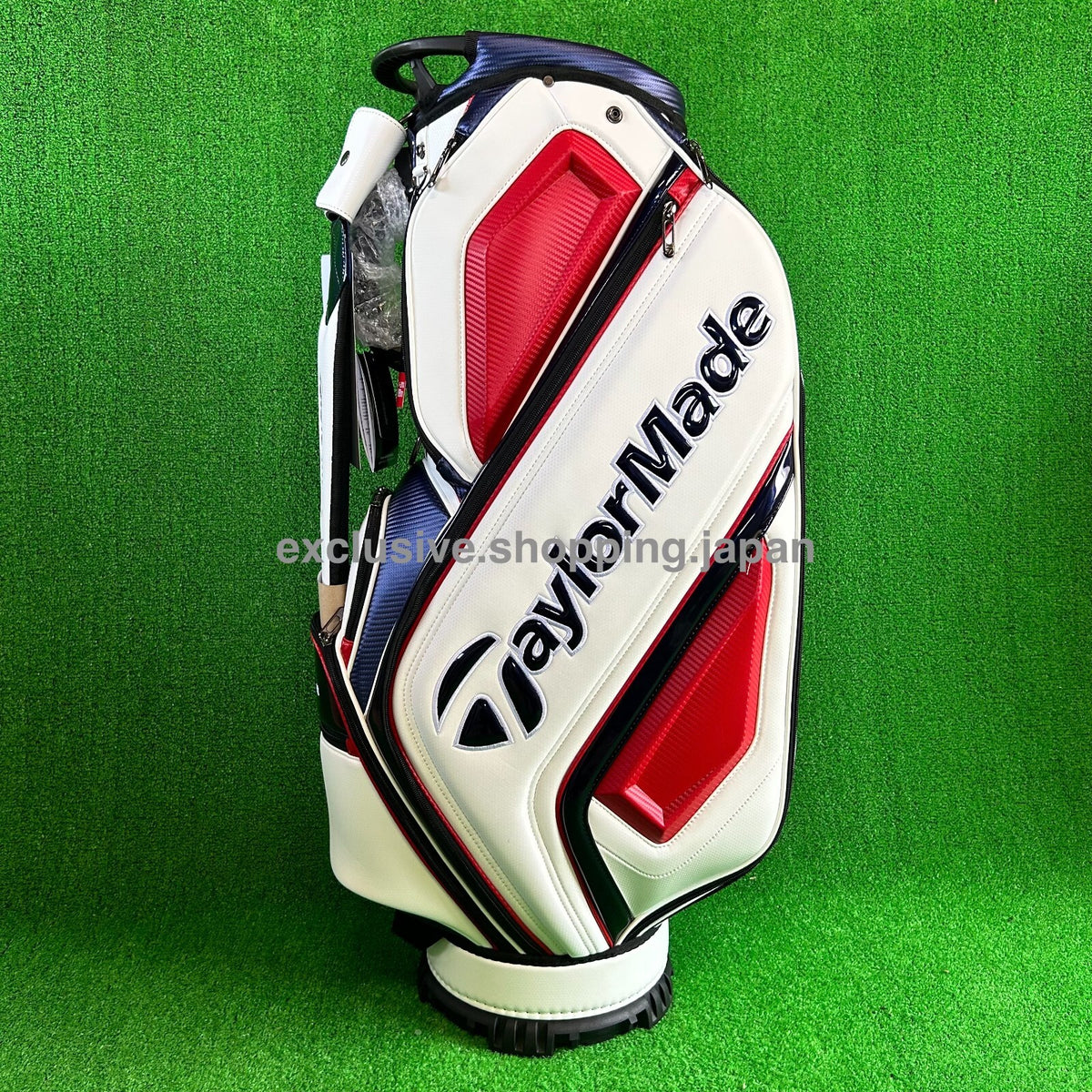 TaylorMade Golf Auth-tech Cart Bag 9 x 47in 4-way 2025 Model White / Navy / Red
