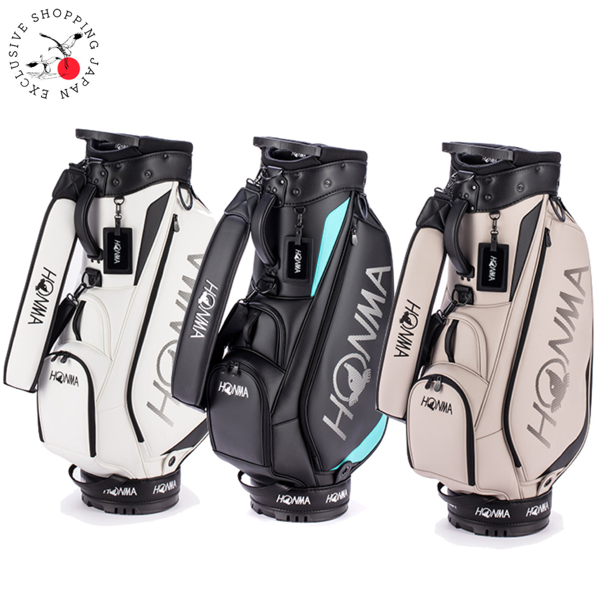 HONMA Big Logo Golf Cart Bag White 9in 4.0kg Divider PU Leather Shoes Pocket New