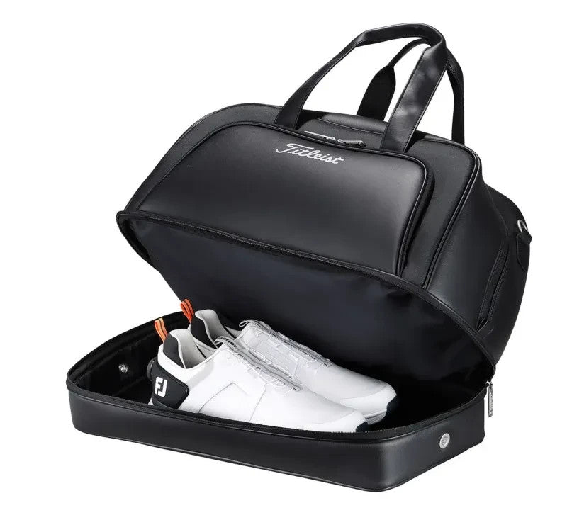 Titleist Golf Authentic Duffel Boston Bag Separate Shoe Compartment Black/Black