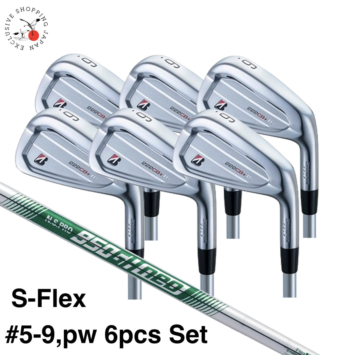 Bridgestone 222CB+ Iron Set 6pcs #5-9,pw S-Flex N.S.PRO 950GH neo Steel Shaft RH