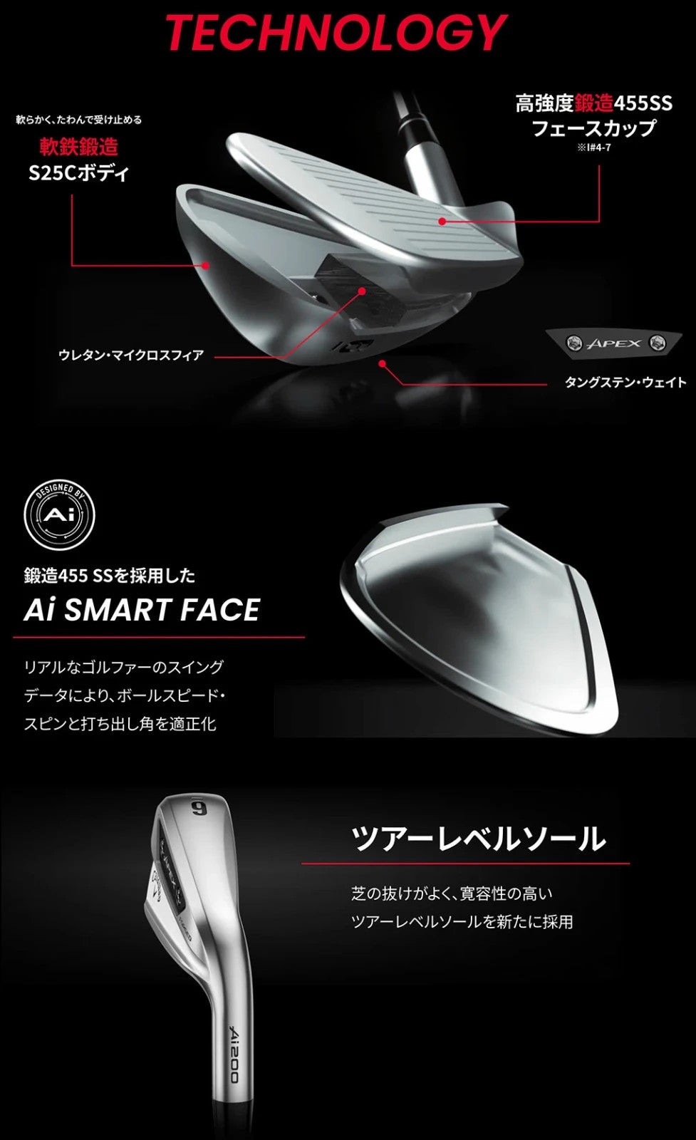 Callaway APEX Ai300 Iron Set #5-9, PW 6pcs RECOIL DART 6 Graphite Shaft UNI Flex