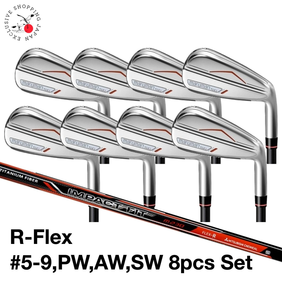 Maruman Golf New SG 8pcs Iron Set #5~9,PW,AW,SW R-Flex IMPACT FIT m230 Graphite