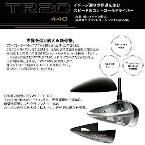 Honma Tour World TR20 460 Driver 10.5° Vizard TR20-50 R-Flex Carbon Shaft Japan