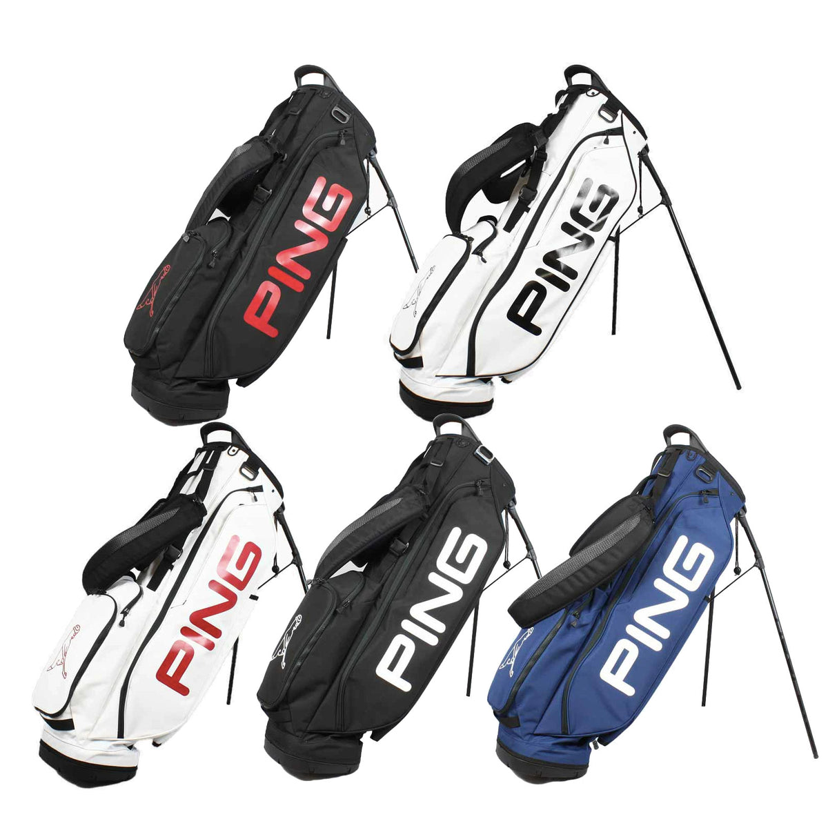 Ping Golf Hoofer Lite Custom Carry Stand Bag 8.5in 4-way Lightweight Black/White